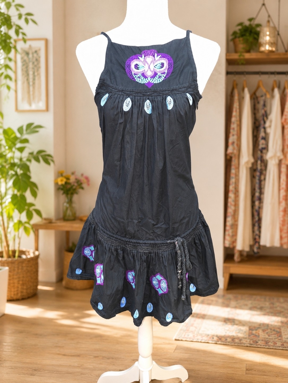 BCBGeneration Black Mini Dress with Purple & Blue Embroidery - Picture 7 of 8